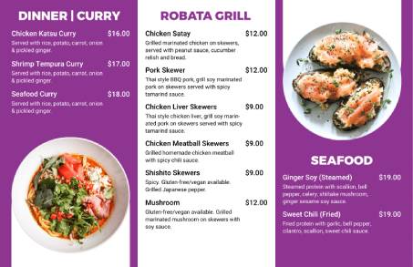 Delicious Food Trifold Menu Template