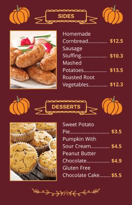 Desserts Thanksgiving Menu Template