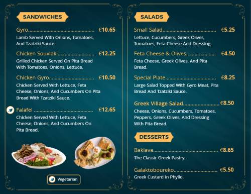 Greek Online Menu Template