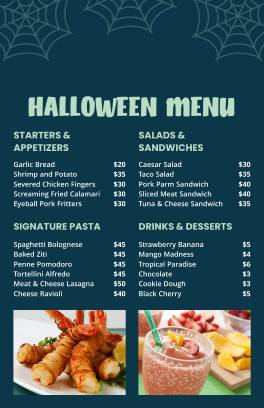 Dark Green Halloween Menu Template