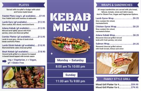 Kebab Trifold Menu Template