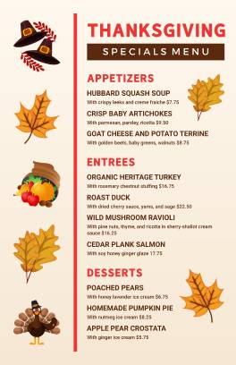 Leafy Thanksgiving Menu Template