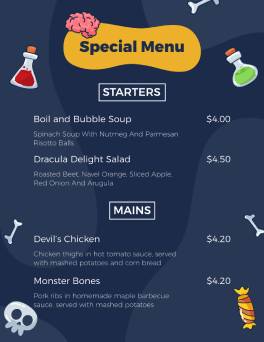 Special Halloween Menu Template