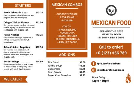 Mexican Trifold Menu Template