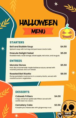 Multicolor Halloween Menu Template