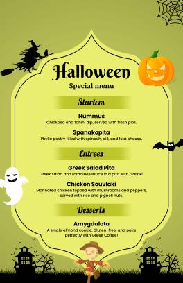 Olive Green Halloween Menu Template