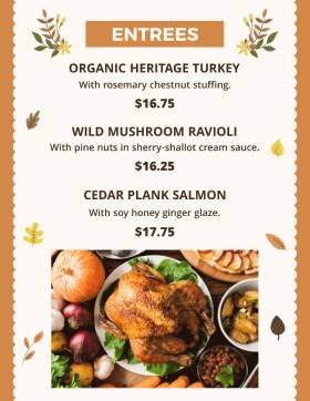 Organic Thanksgiving Menu Template
