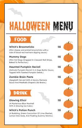 Orange Halloween Menu Template