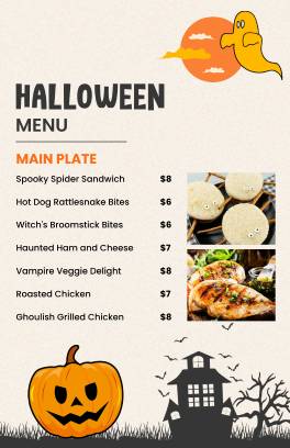 Orange Halloween Menu Template