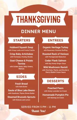 Orange Thanksgiving Menu Template