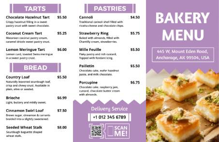 Bakery Trifold Menu Template