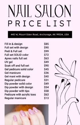 Nail Salon Menu Template