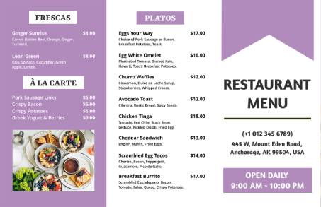 Bakery Trifold Menu Template