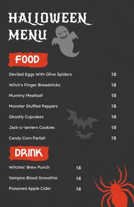 Red Halloween Menu Template