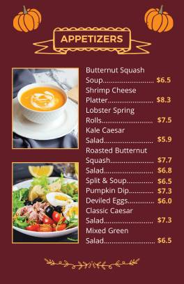 Red Thanksgiving Menu Template