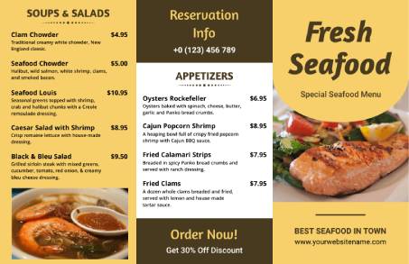 Seafood Trifold Menu Template