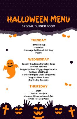 White Halloween Menu Template