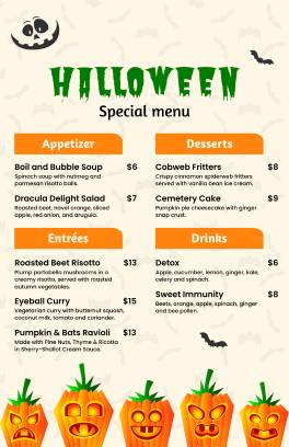 Spooky Halloween Menu Template