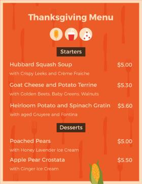 Orange Thanksgiving Menu Template
