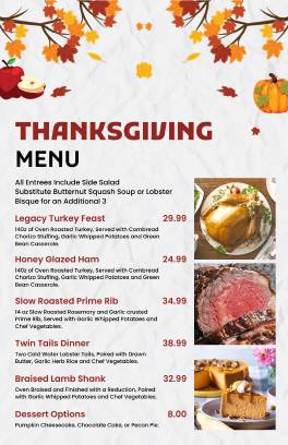 Thanksgiving Menu Template