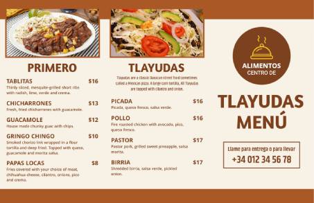 Tlayudas  Trifold Menu Template