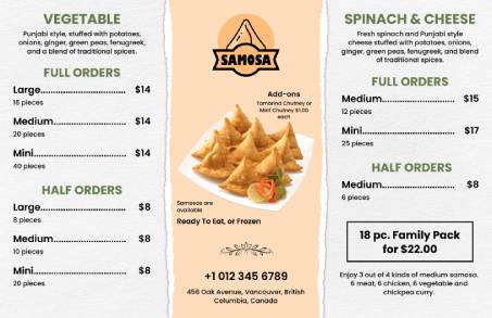 Samosa Trifold Menu Template