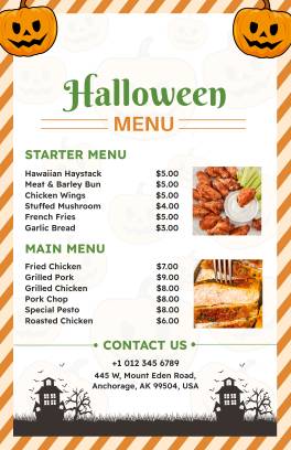 White Halloween Menu Template
