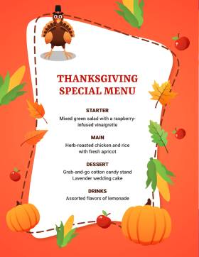 Special Thanksgiving Menu Template