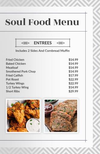 Entrees Soul Food Menu Template