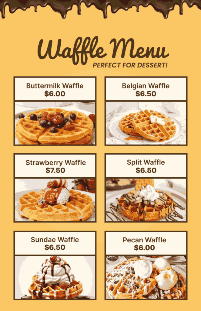 Simple Waffle Menu Design That Attracts More Customers