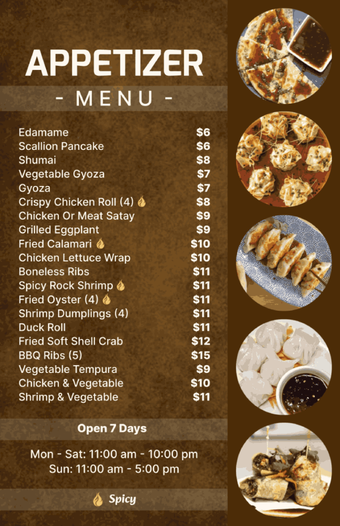 vintage brown menu design template with price