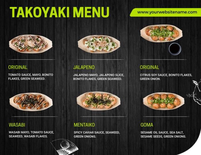 simple takoyaki menu design template with clean background