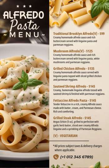 alfredo pasta menu design template