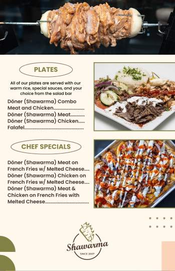 beige elegant shawarma menu design template