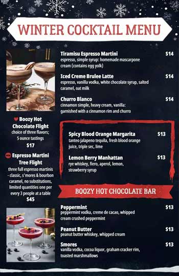 Deep Blue Winter Cocktails Menu Template 