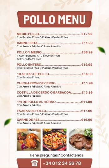 brown abstract pollo menu design template