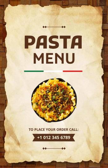 cozy wooden pasta menu design template