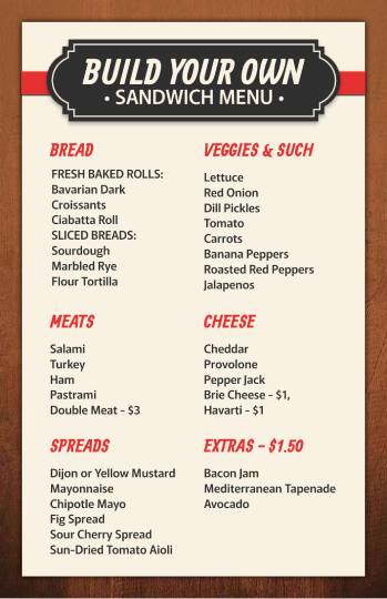 chic custom sandwich menu design template