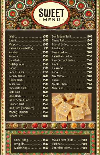 brown retro indian menu design template
