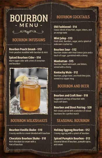 Brown Woody Bourbon Menu Template 