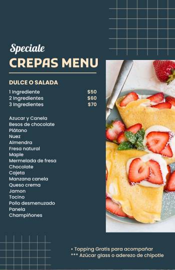 dark green crepe menu design template