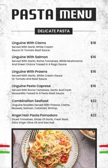 delicate pasta menu design template