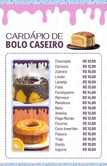 dominant playful bolos menu design template