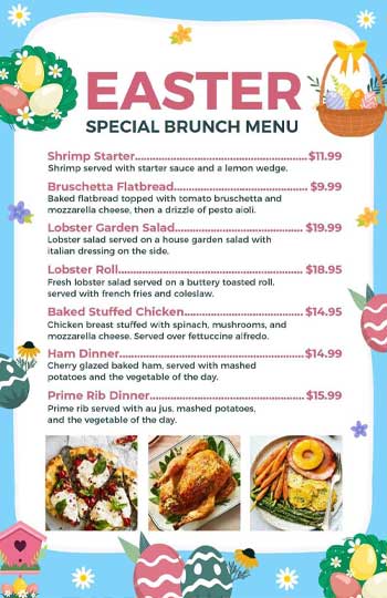 Creative Easter Special Brunch Menu Template