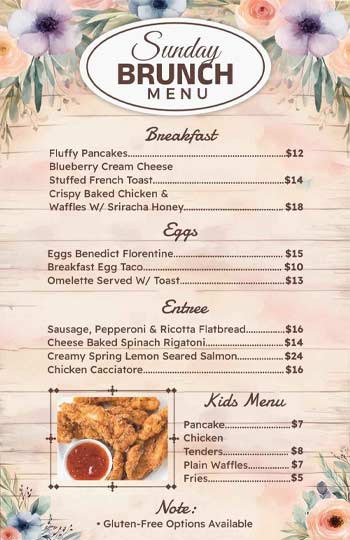 Floral Sunday Brunch Menu Template