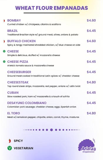 Grainy Gradient Empanadas Menu Template 
