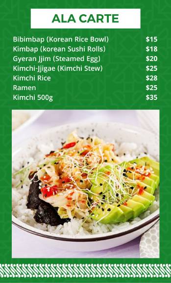 green elegant korean menu design template