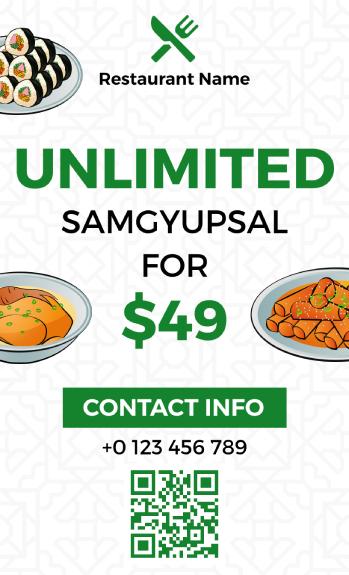 green & white minimal korean menu design template