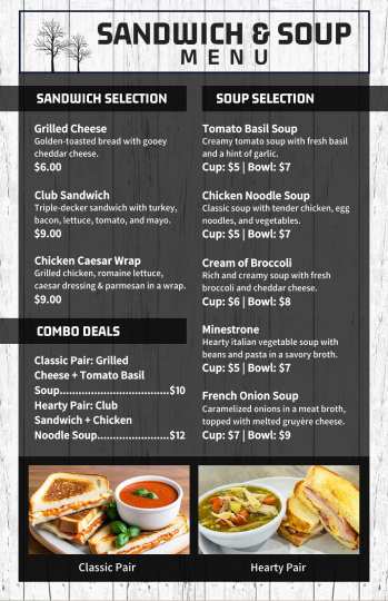 grey elegant sandwich menu design template