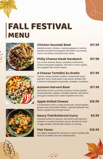 autumn festival fall menu design template